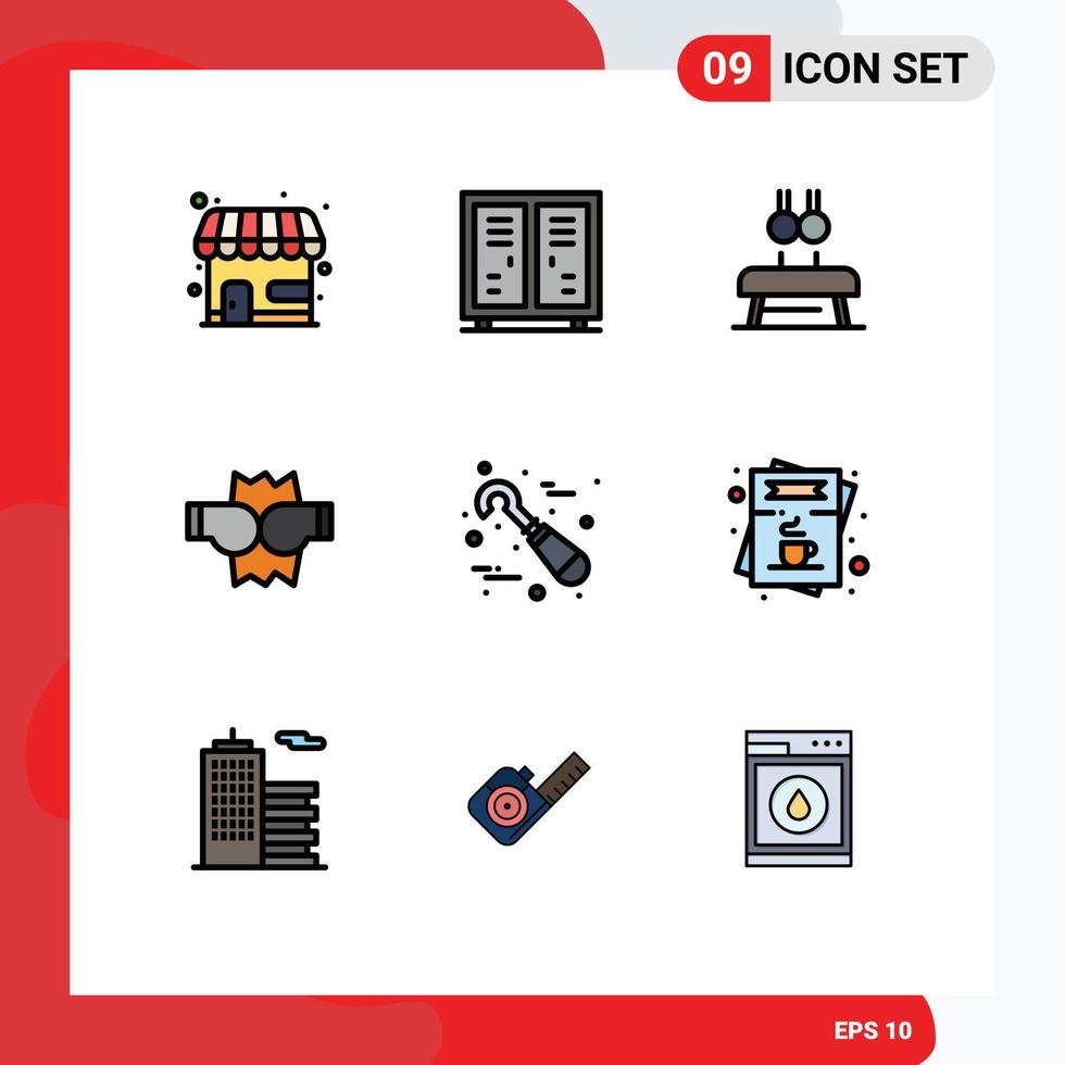 Pictogram Set of 9 Simple Filledline Flat Colors of dental fight game boxing rings Editable Vector Design Elements
