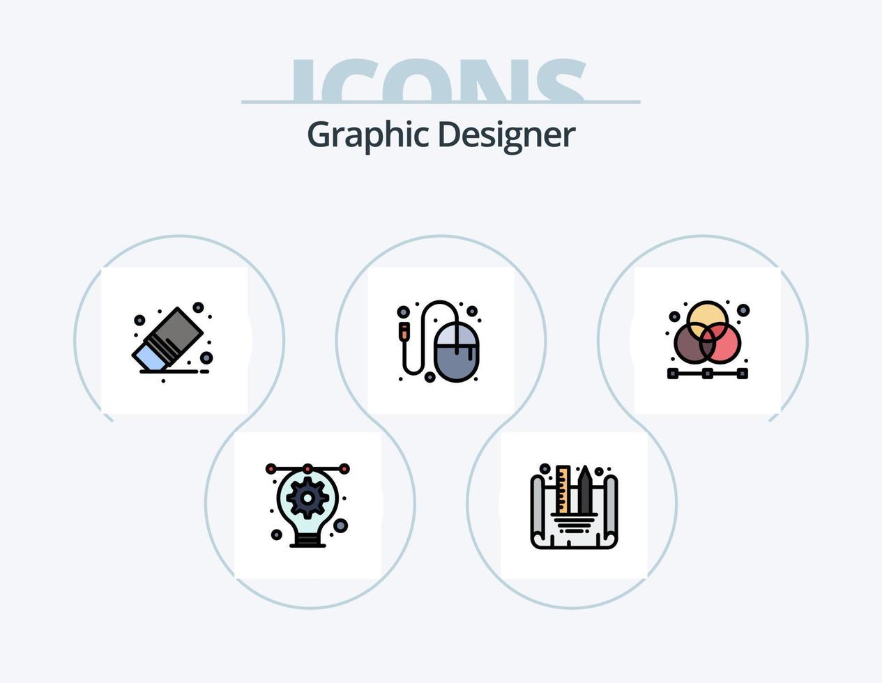 diseño de icono de paquete de 5 iconos llenos de línea de diseñador gráfico. diseño. gráfico. diseño. diseñador. creativo vector
