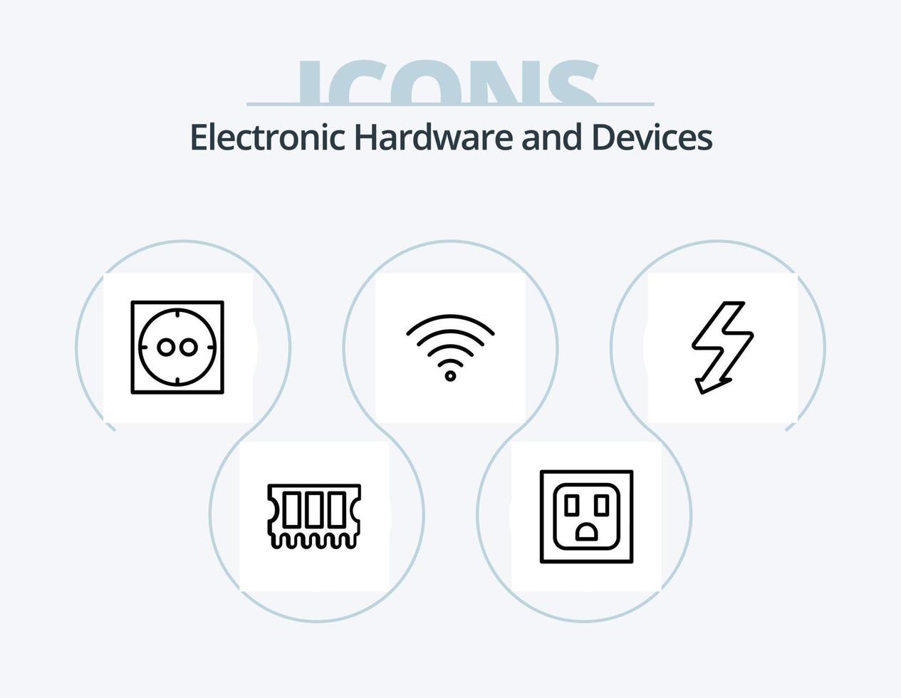 paquete de iconos de línea de dispositivos 5 diseño de iconos. . respuesta. elegir vector