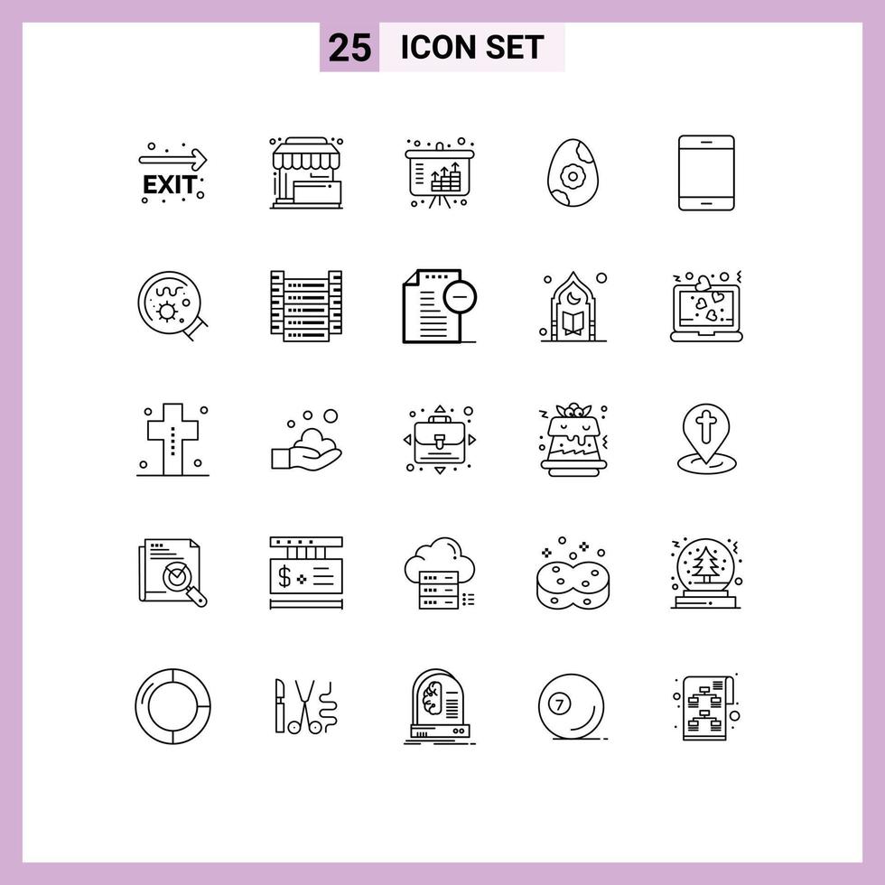 Group of 25 Lines Signs and Symbols for devices flower place easter investment Editable Vector Design Elements