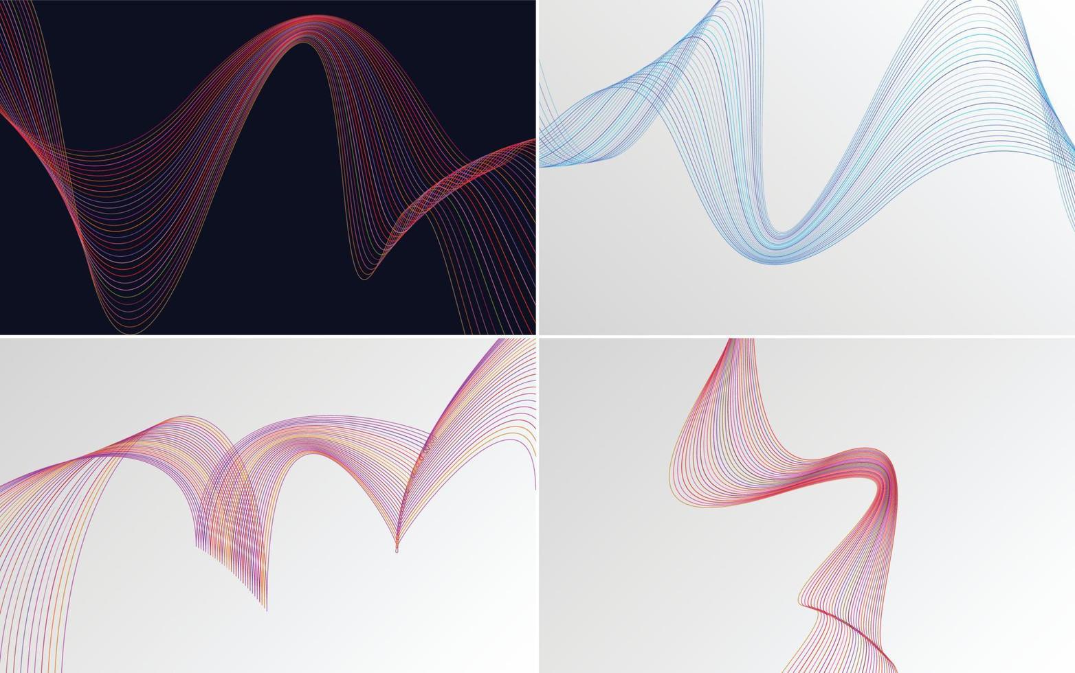 conjunto de 4 fondos de línea vectorial para una estética elegante y moderna vector