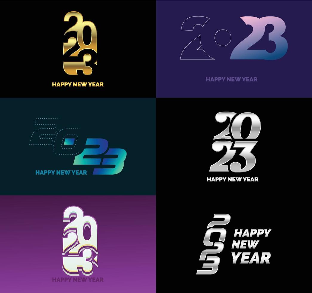 Big Set of 2023 Happy New Year logo text design 2023 number design template vector