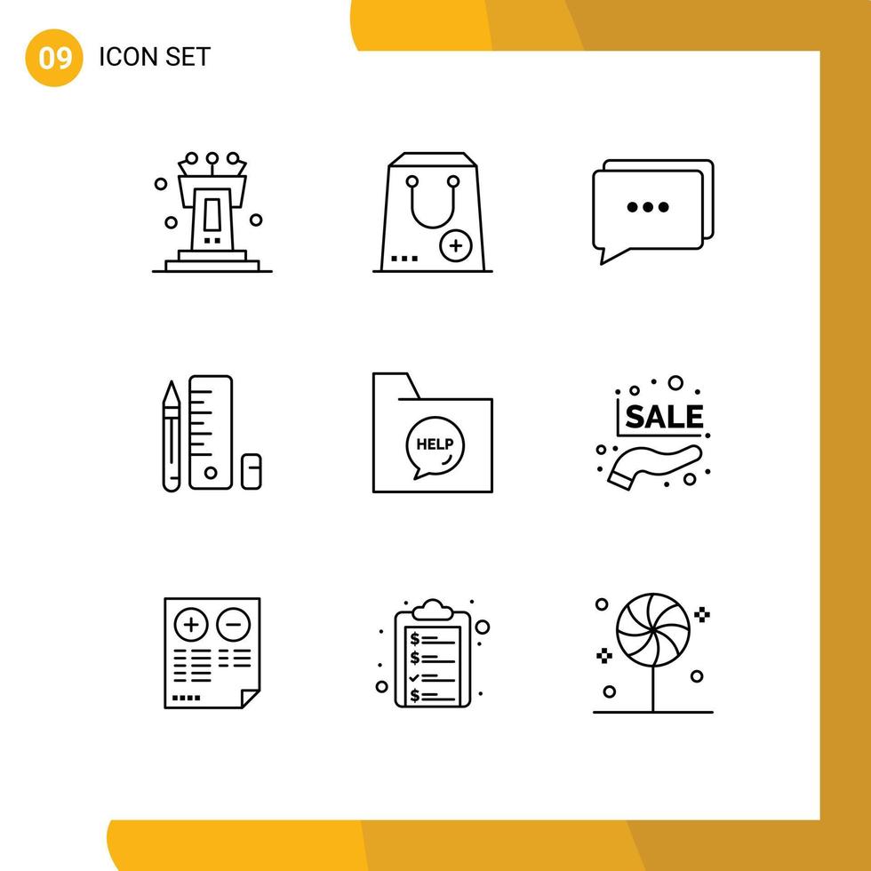 9 Creative Icons Modern Signs and Symbols of contact scale package pencil education Editable Vector Design Elements