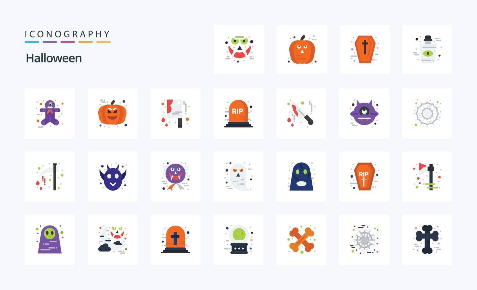 25 Halloween Flat color icon pack vector