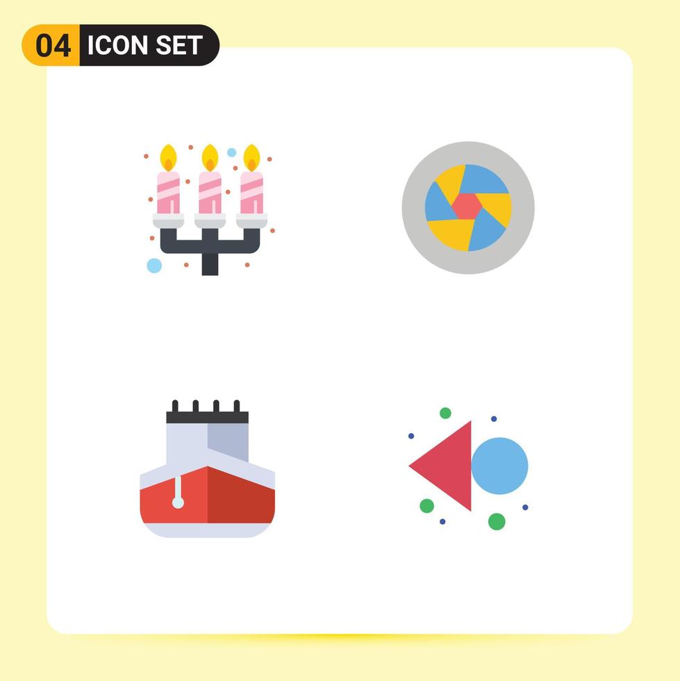4 Thematic Vector Flat Icons and Editable Symbols of candle sail light logo transportation Editable Vector Design Elements