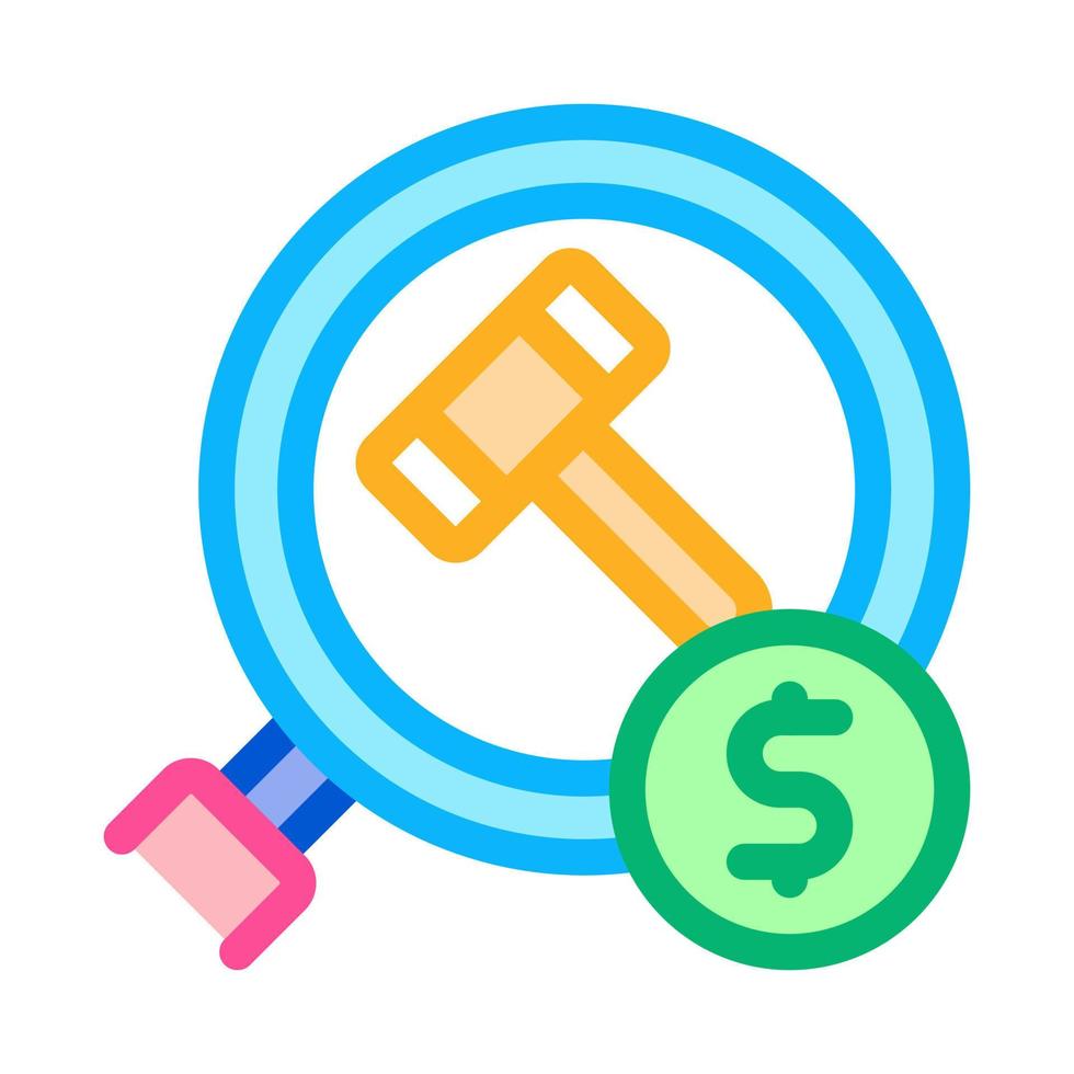 justice hammer research icon vector outline illustration