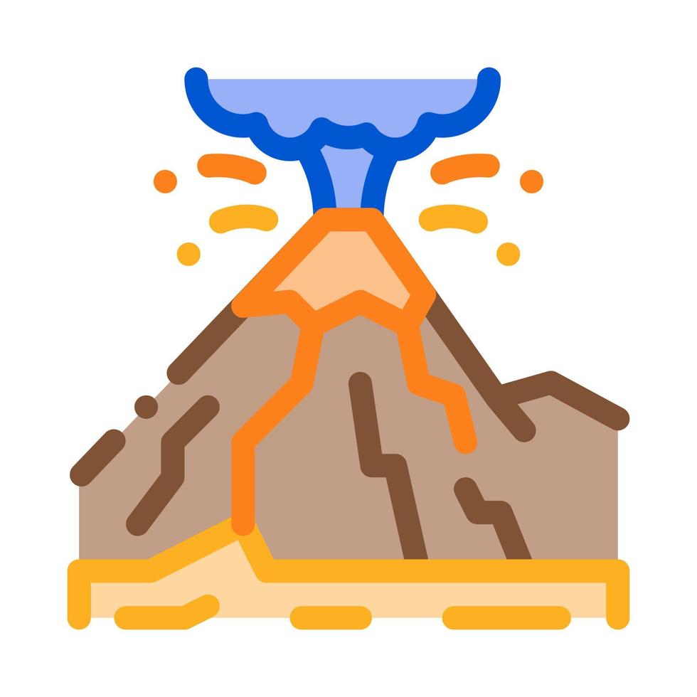 ilustración de contorno de vector de icono de erupción de montaña