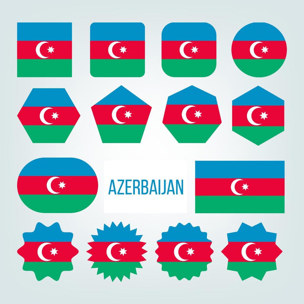 Azerbaijan Flag Collection Figure Icons Set Vector