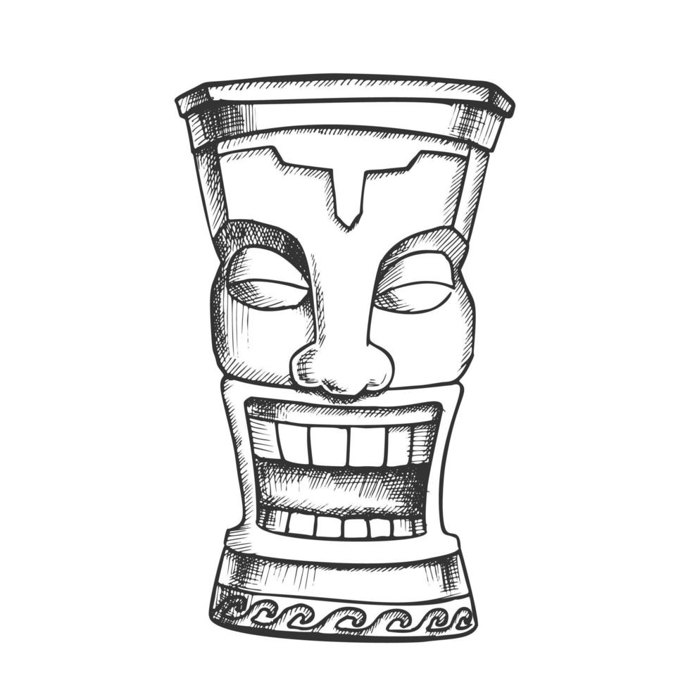 ídolo tiki tallado en madera gracioso tótem vintage vector