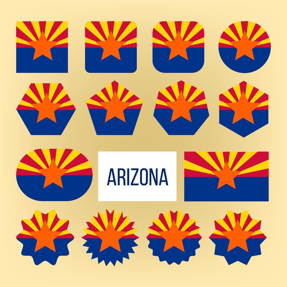 Arizona Flag Collection Figure Icons Set Vector