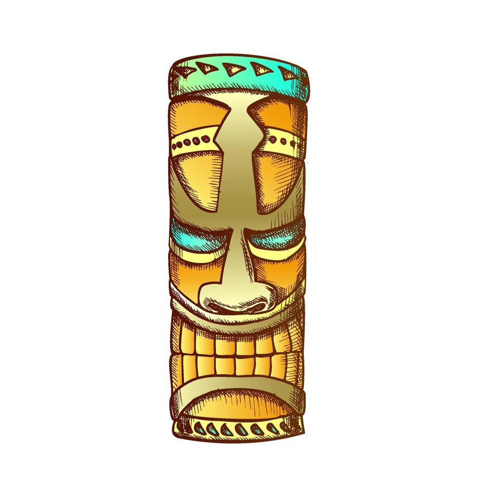 Tiki Idol Hawaiian Wooden Statue Color Vector