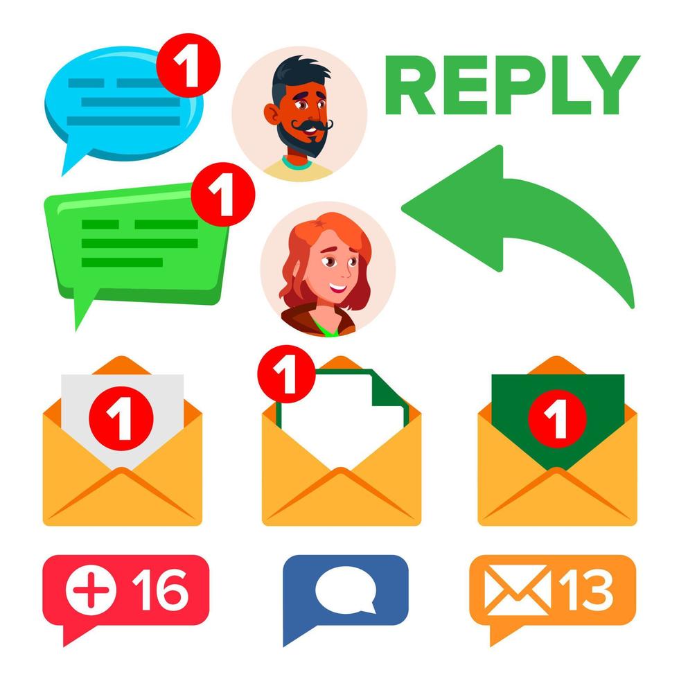 Social Media Networks Message, Vector Icons Set