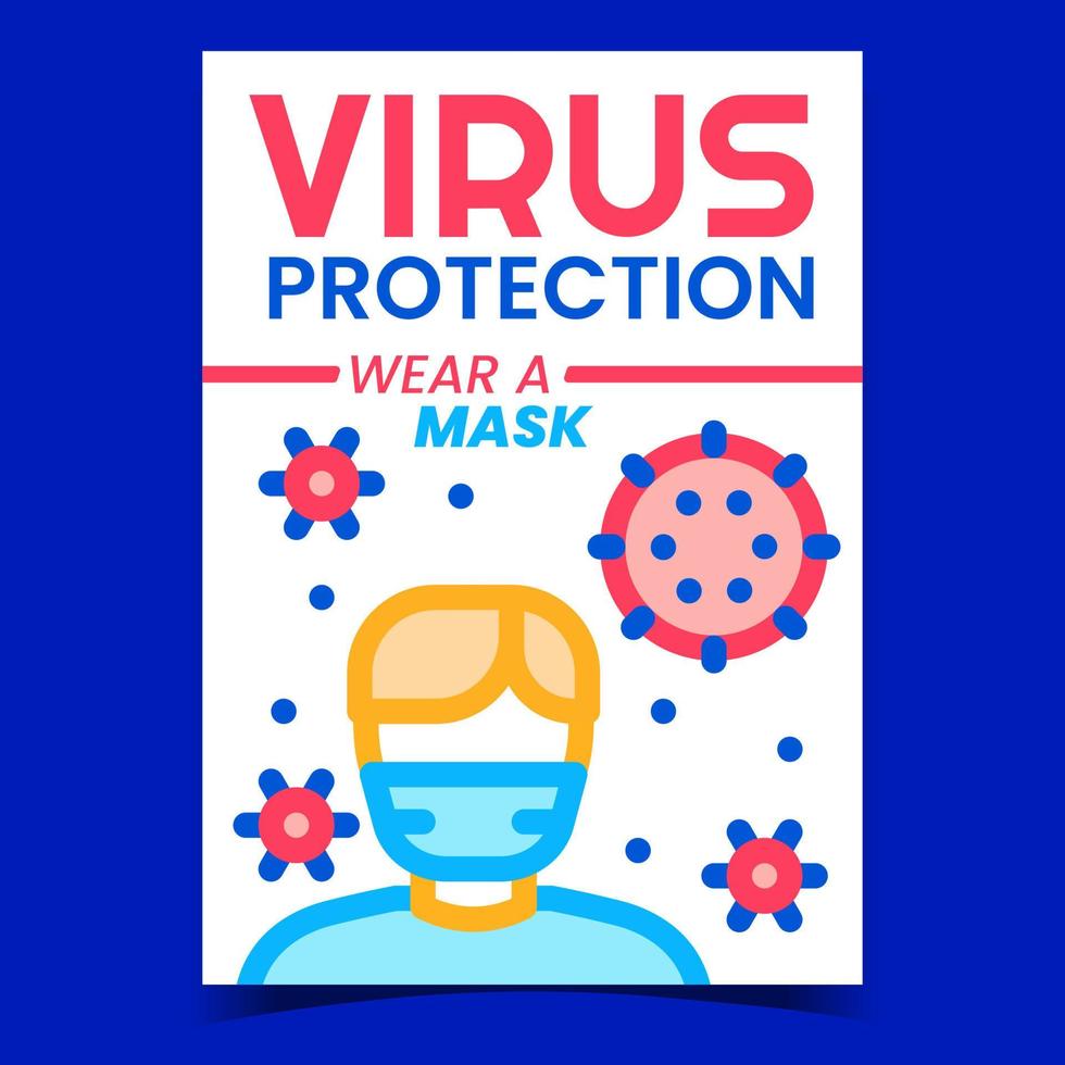 Virus Protection Mask Creative Promo Banner Vector