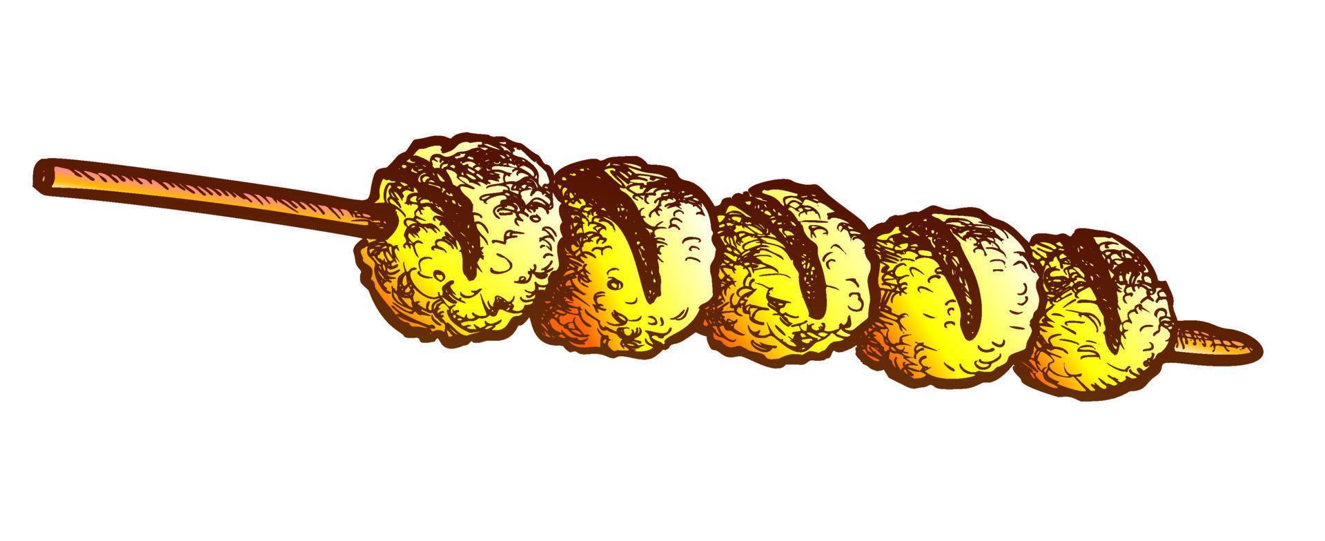 Cheese Balls Fried Kebab Fastfood Retro Vector