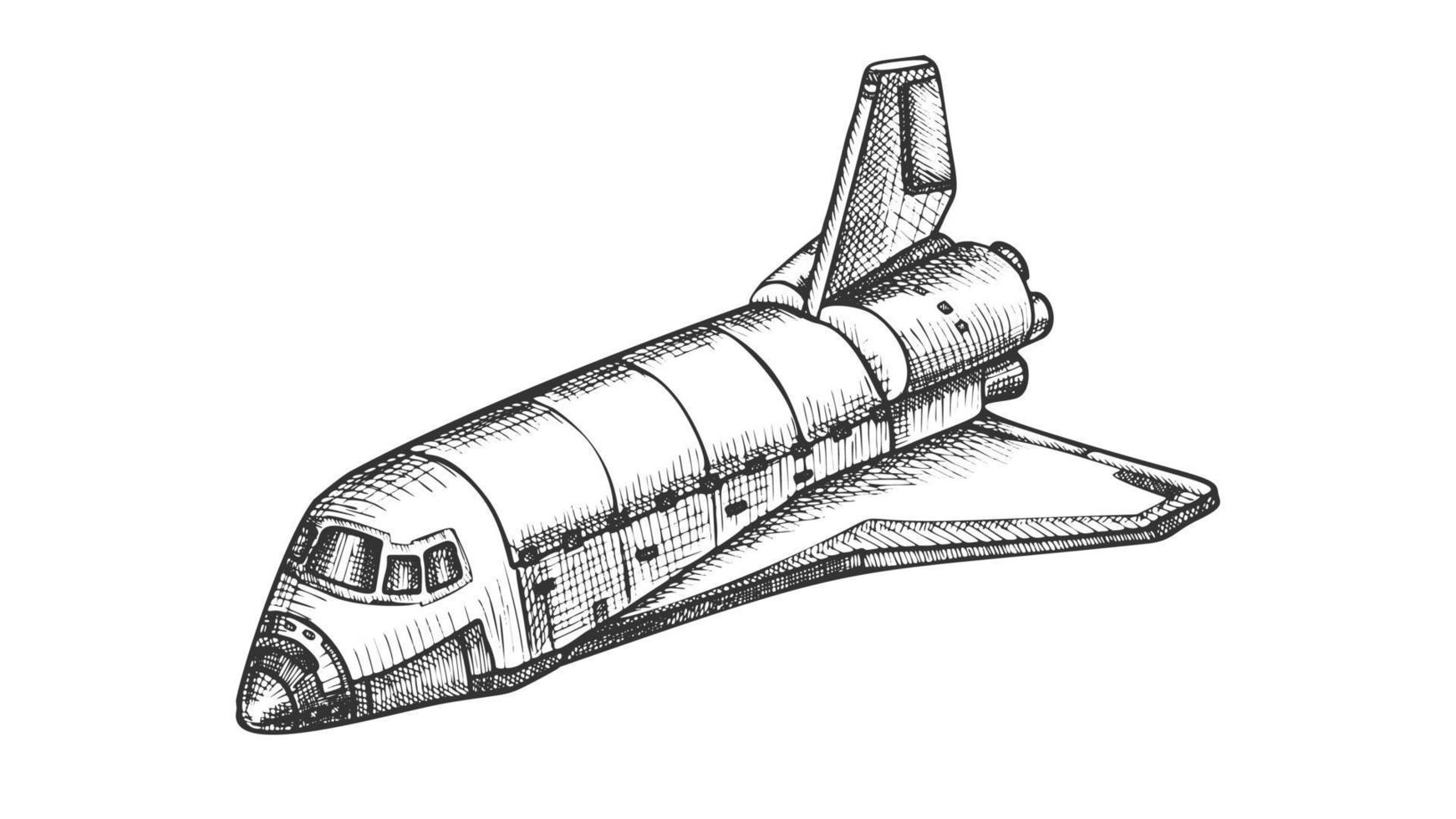 vector monocromo del transbordador de la nave de exploración espacial