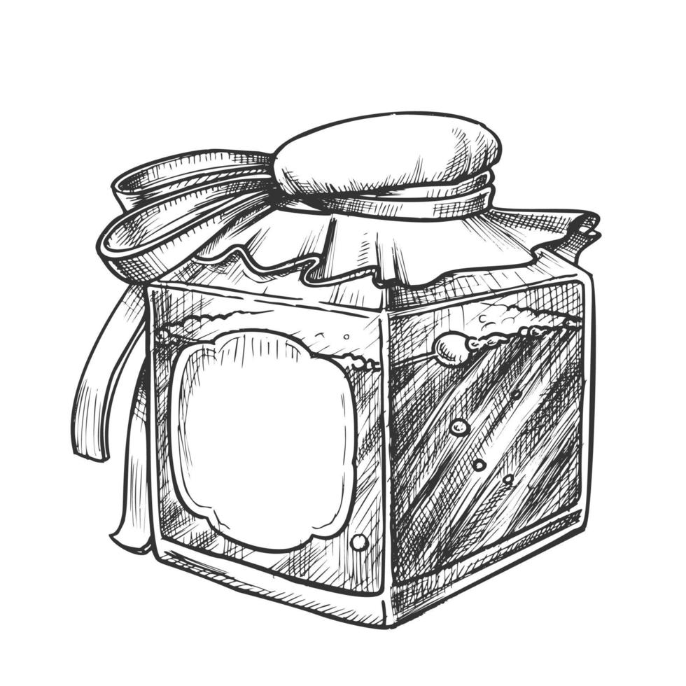 Square Bottle With Blank Label Monochrome Vector