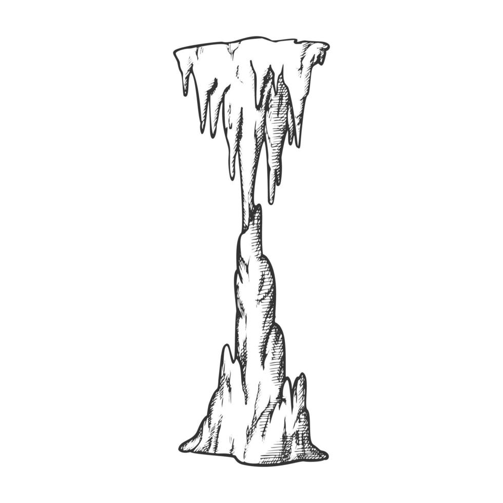 Icicle Stalactite Frozen Waterfall Ink Vector