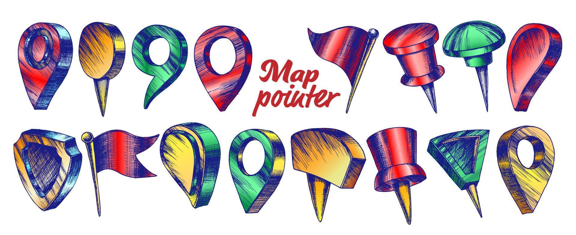 Color Collection Of Different Map Pointer Set Vector