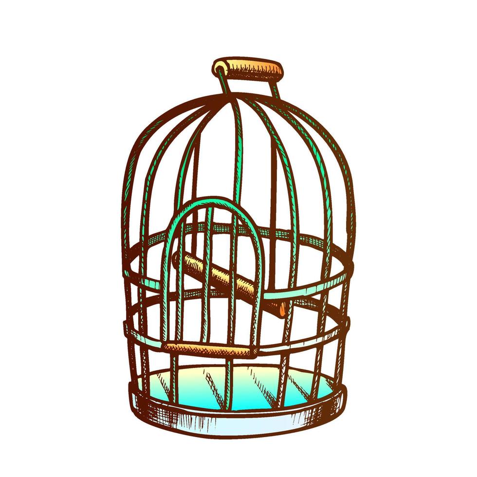 Birdcage For Domestic Parrot Monochrome Vector