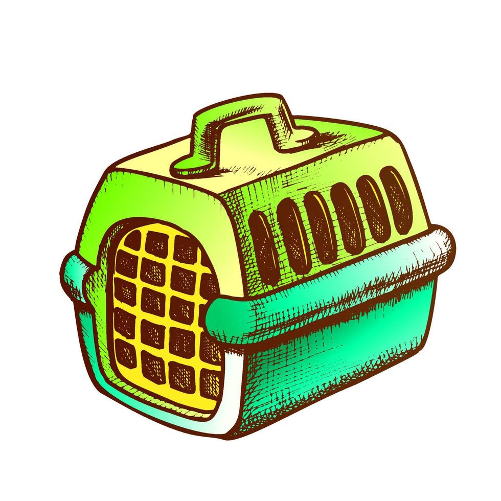 Plastic Carrier For Domestic Animal Ink Vector