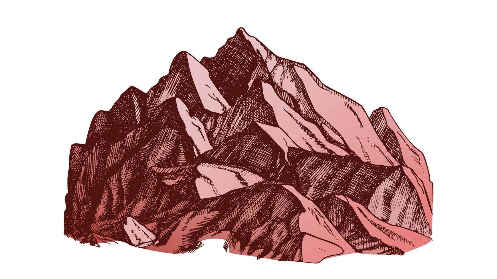 Color Peak Of Mountain Crag Landscape Hand Drawn Vector
