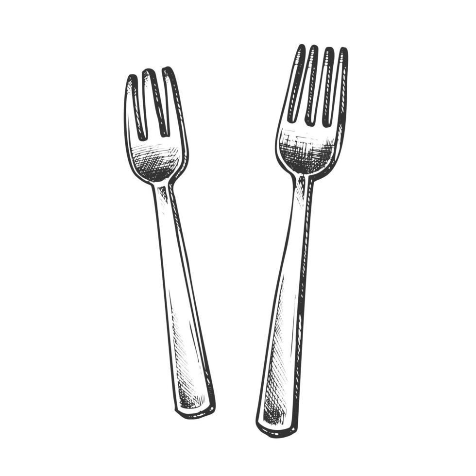 Forks Metallic Meal Kitchenware Monochrome Vector