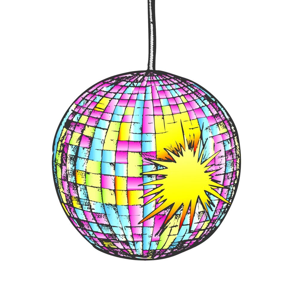 Disco Ball Night Club Equipment Color Vector