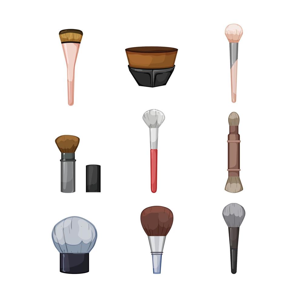 cosmetic brush set cartoon vector illustration