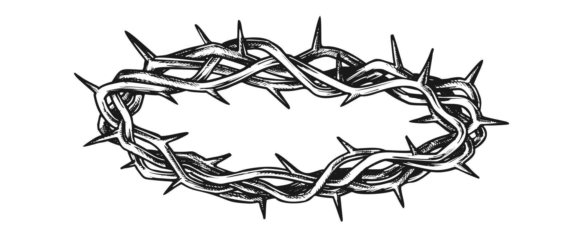 corona de espinas símbolo religioso vector vintage