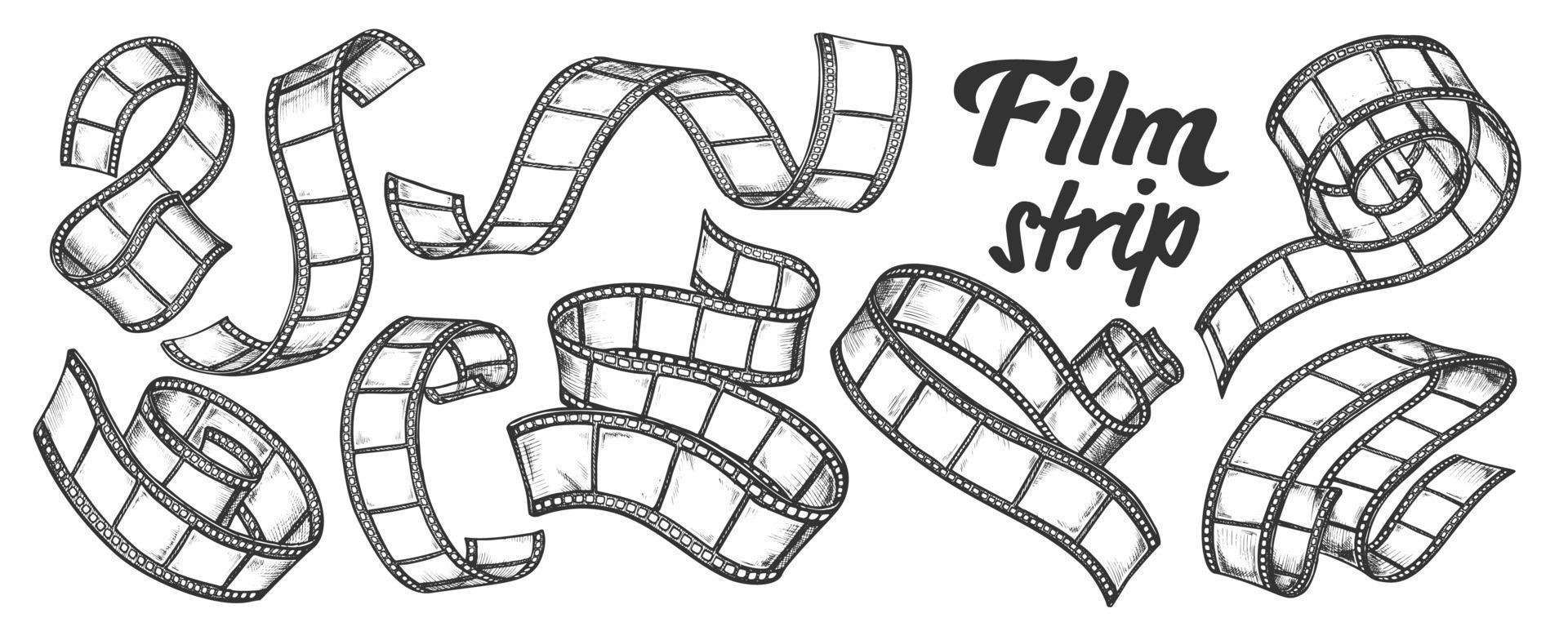 Film Strip For Camera Or Projector Ink Set Vector