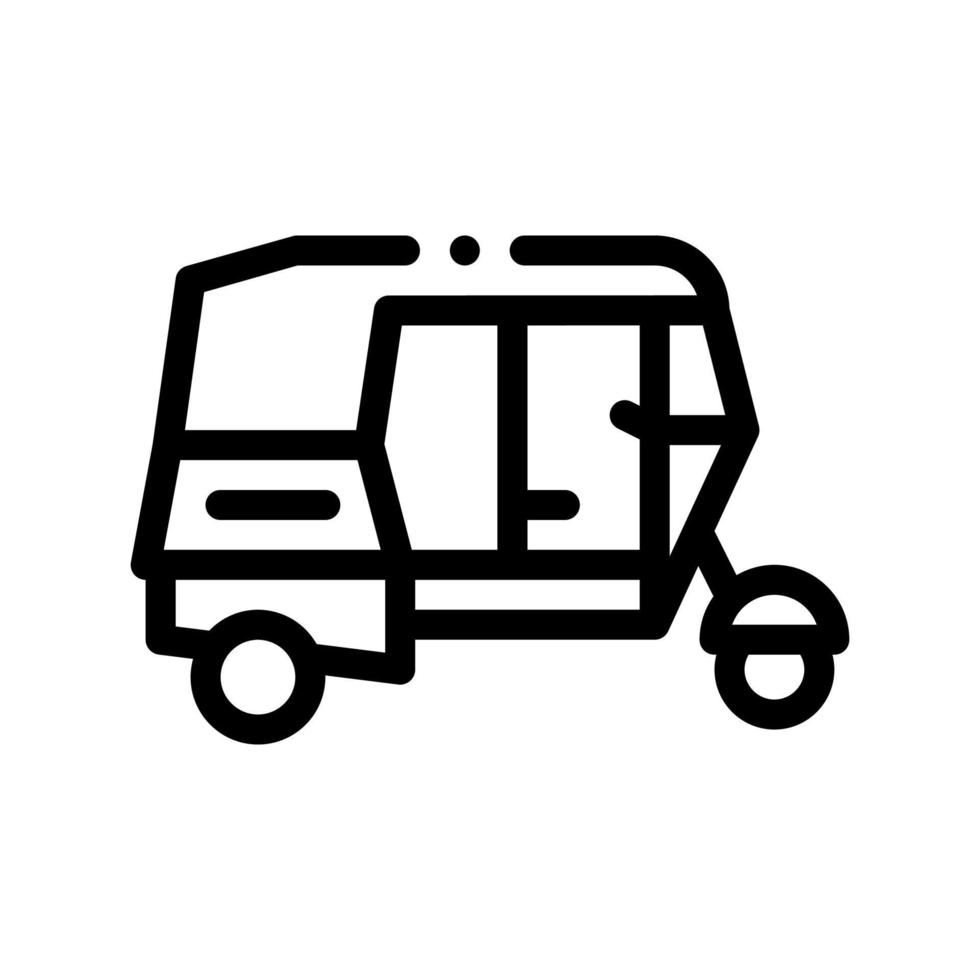 icono de línea delgada de vector de rickshaw de transporte público