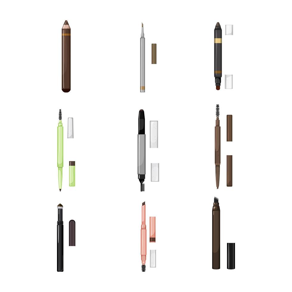 eyebrow pencil set cartoon vector illustration