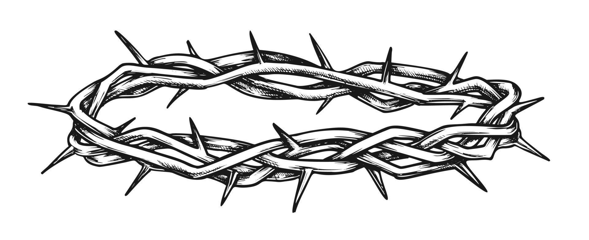 Crown Of Thorns Religious Symbol Monochrome Vector