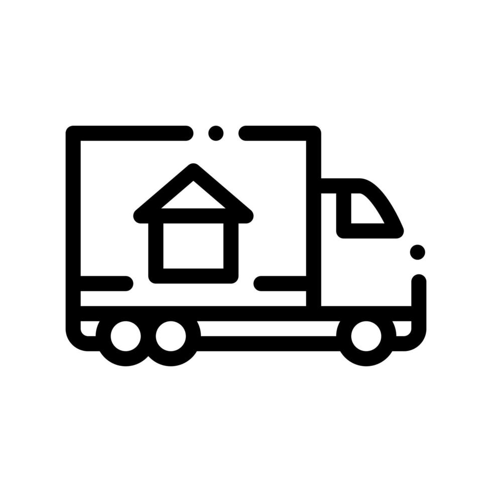 entrega de camiones de carga a icono de signo de vector de casa