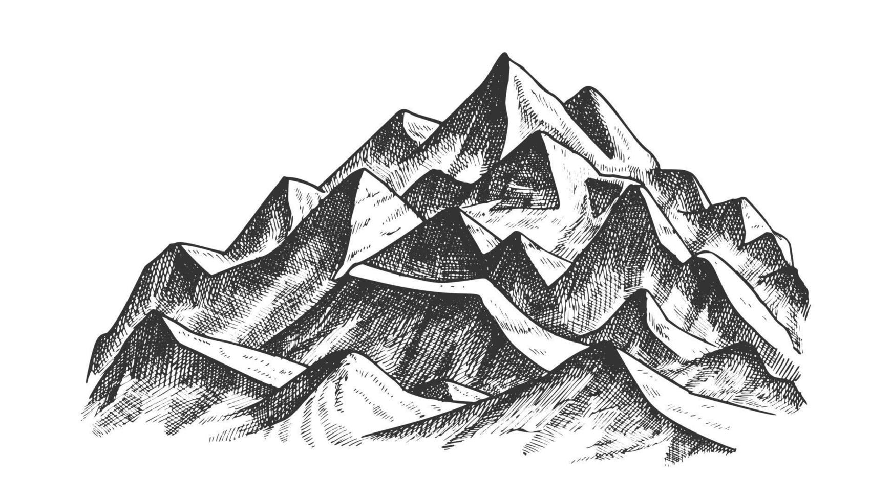 cumbre del vector de textura de tinta de paisaje de montaña