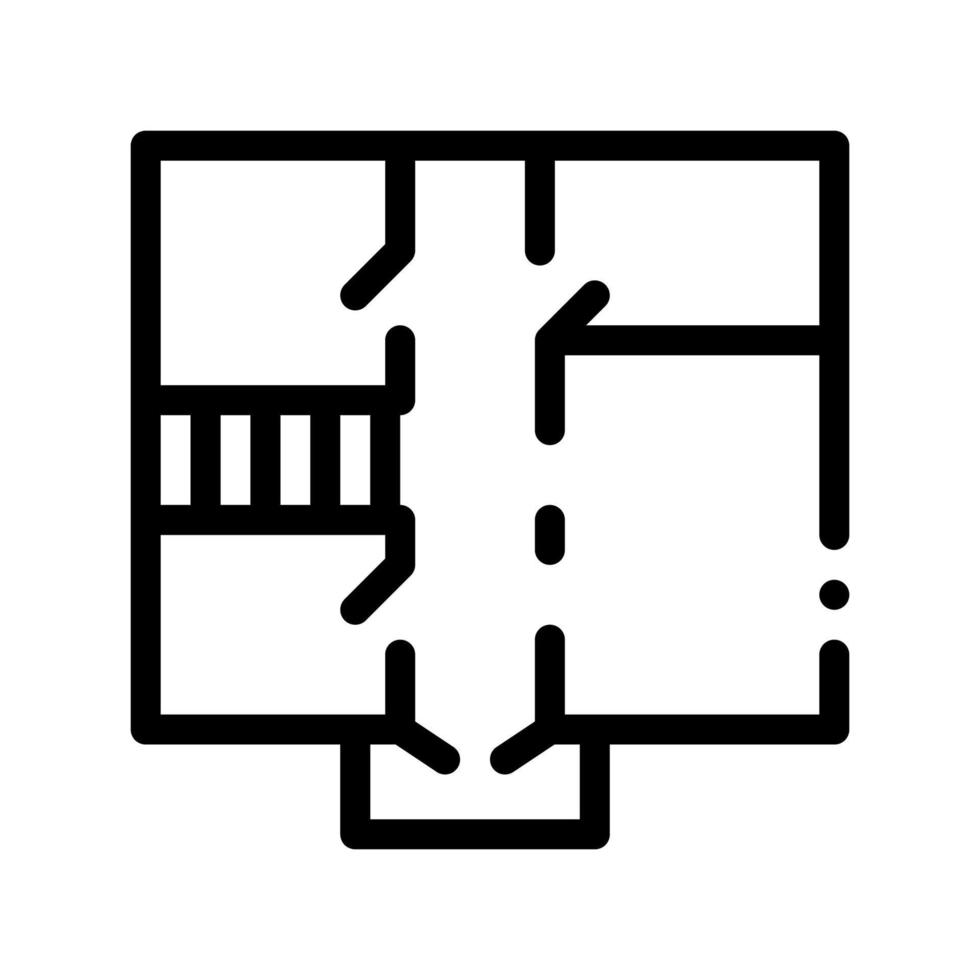 icono de línea delgada de vector de planificación de apartamento de casa