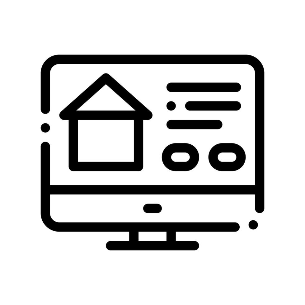 sitio web para búsqueda inmobiliaria vector icono de línea delgada