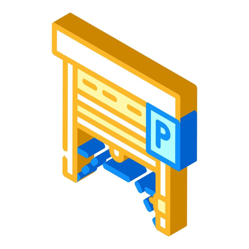 automatically parking gates isometric icon vector illustration