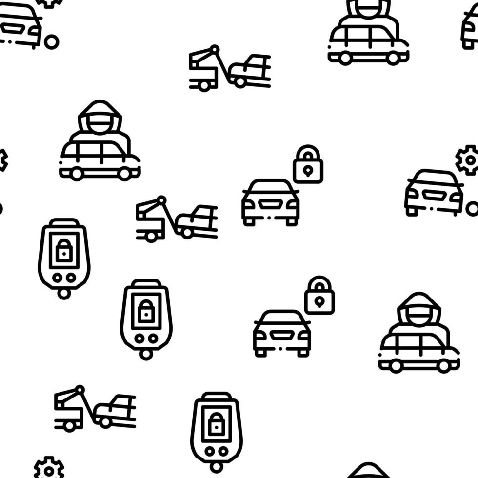 Car Theft Seamless Pattern Vector