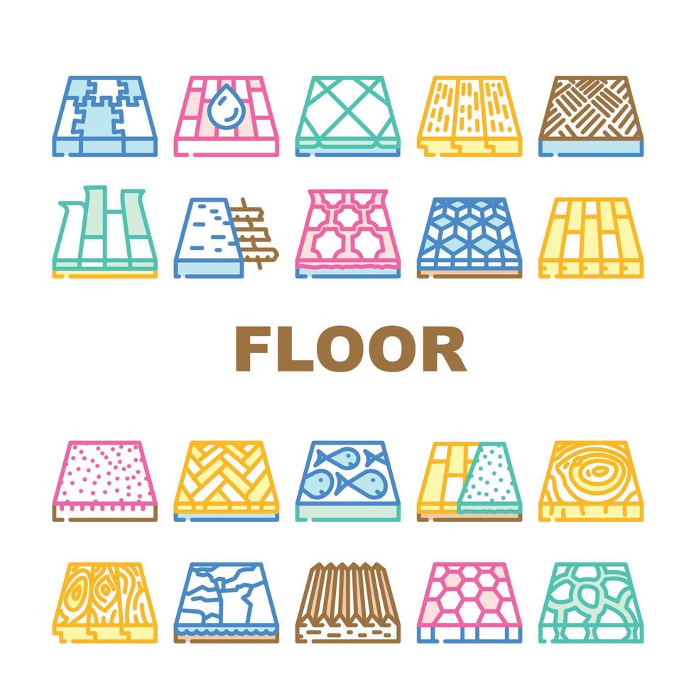 Floor Material Layers Renovation Icons Set Vector