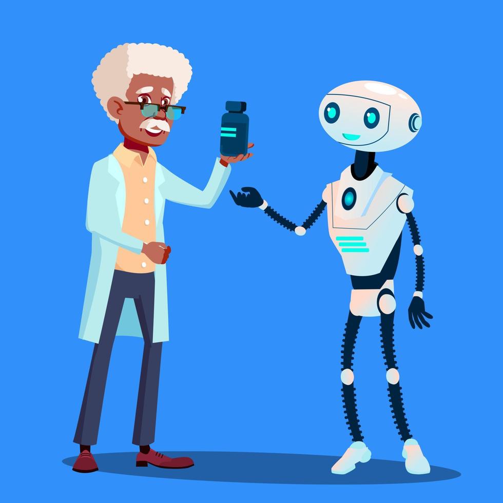 Smart Robot Visiting Doctor Vector. Isolated Illustration vector