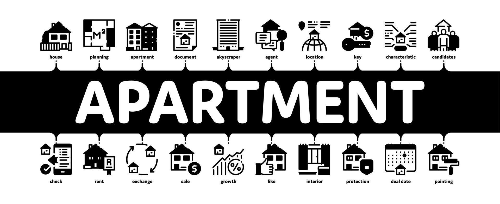 Apartment Building Minimal Infographic Banner Vector