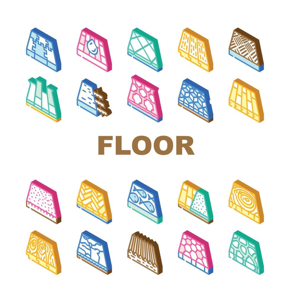 vector de conjunto de iconos de renovación de capas de material de piso