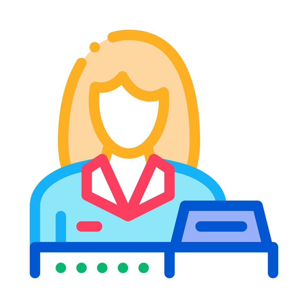woman seller at checkout icon vector outline illustration
