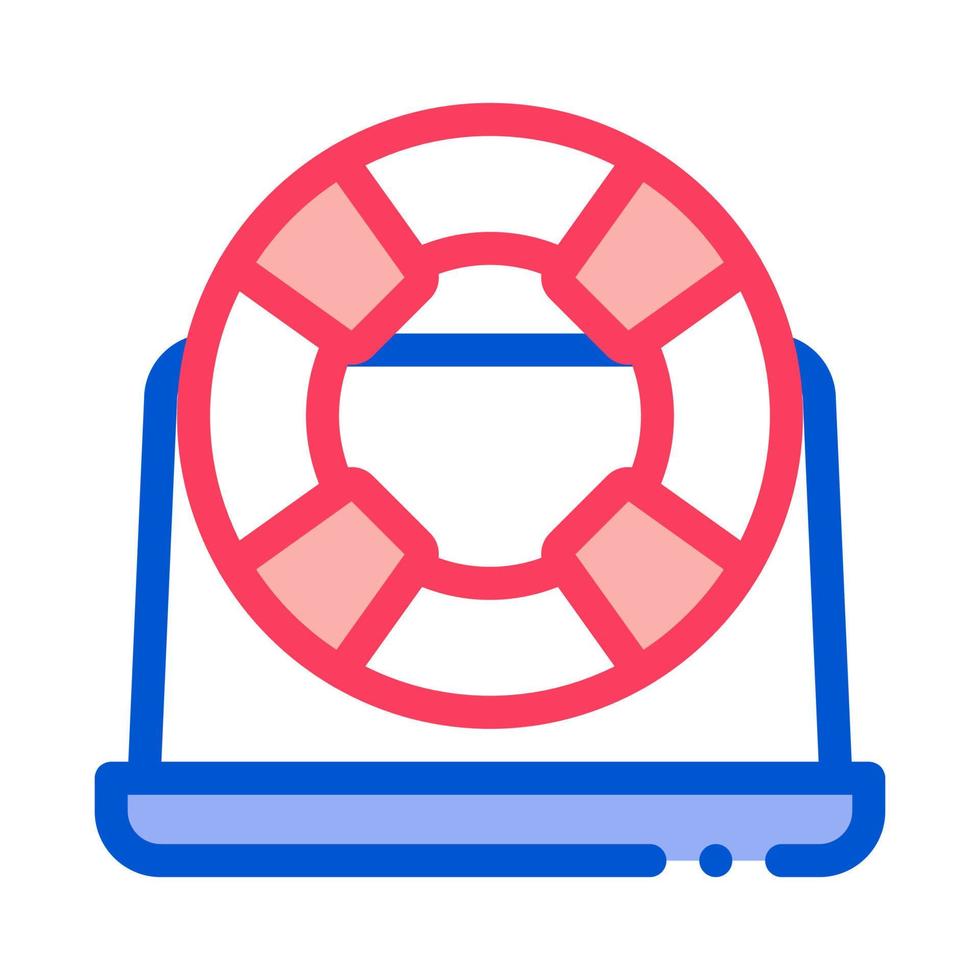 lifebuoy computer icon vector outline illustration