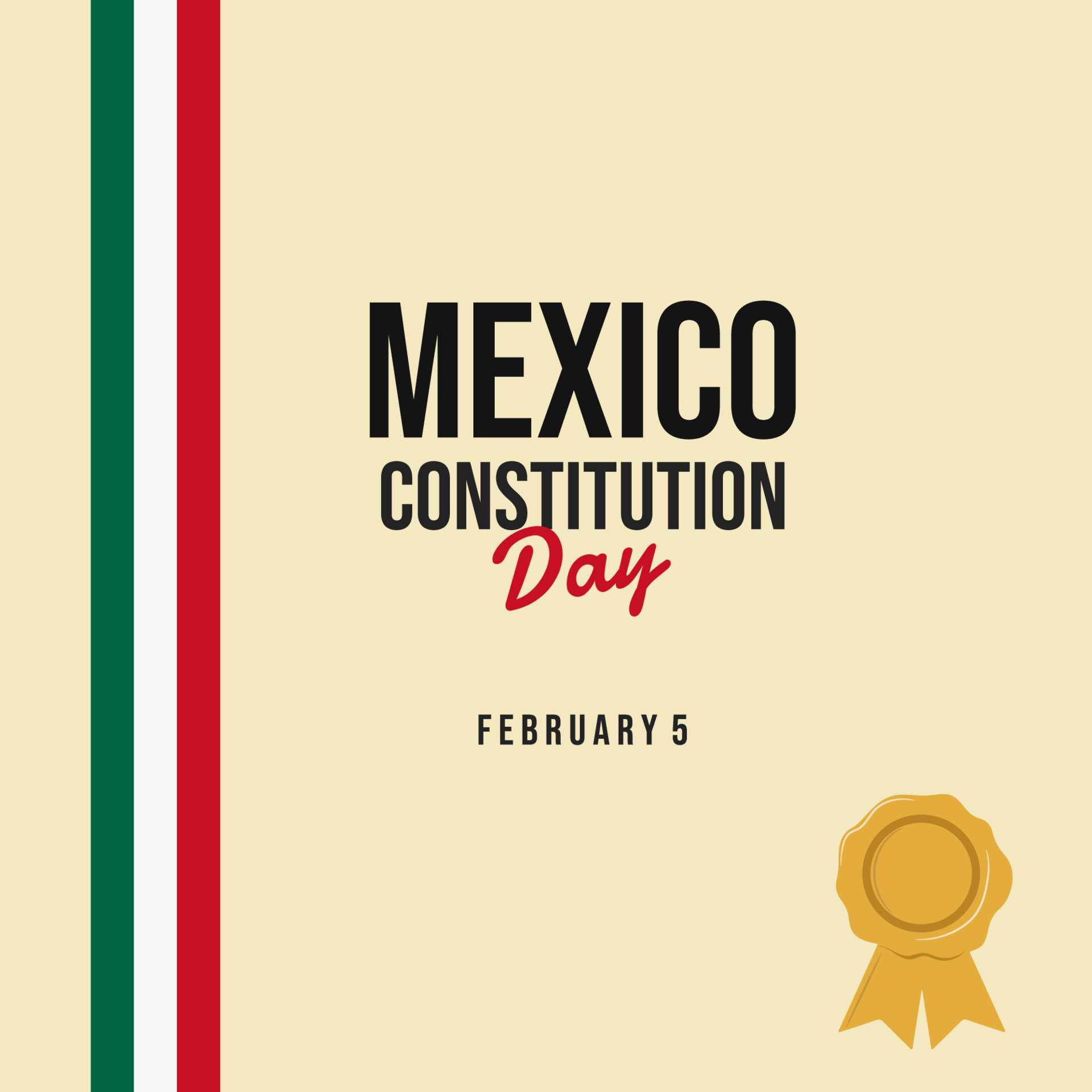 Mexico constitution day. National public holiday. Inscription Mexico 5