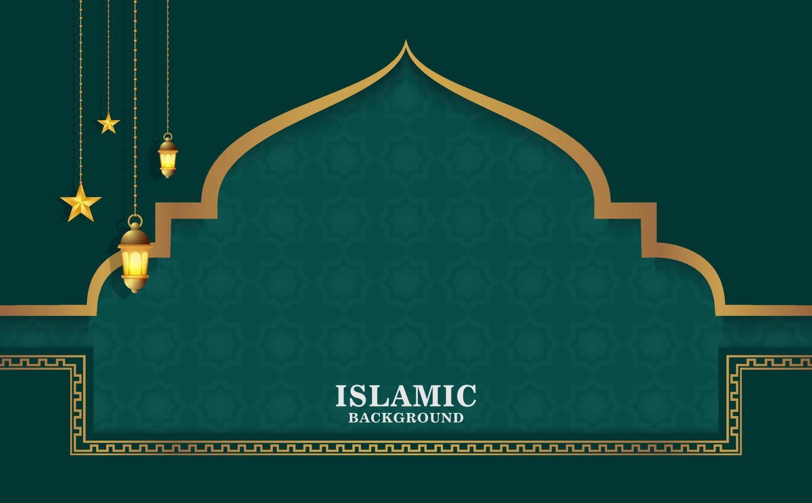 verde oscuro con un elegante motivo dorado sobre fondo islámico vector