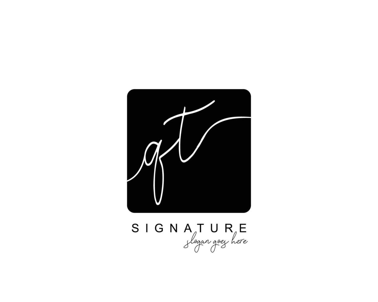 Initial QT beauty monogram and elegant logo design, handwriting logo of initial signature, wedding, fashion, floral and botanical with creative template. vector