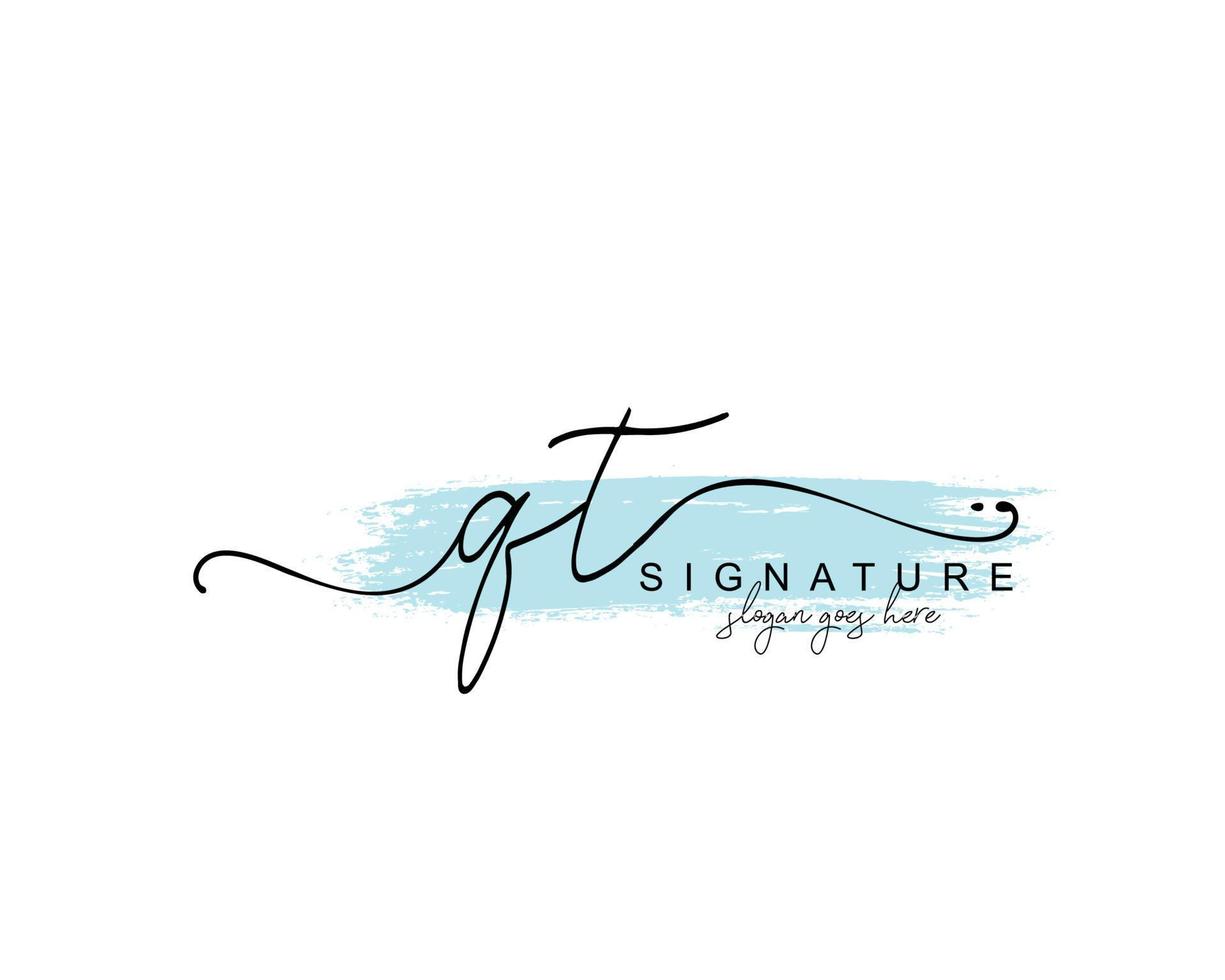 Initial QT beauty monogram and elegant logo design, handwriting logo of initial signature, wedding, fashion, floral and botanical with creative template. vector