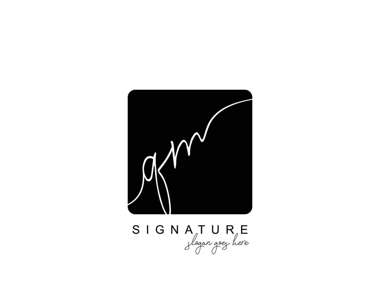 Initial QM beauty monogram and elegant logo design, handwriting logo of initial signature, wedding, fashion, floral and botanical with creative template. vector